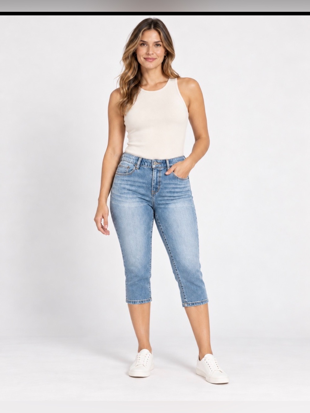 Boston Proper Light Blue Cropped Capri Jeans